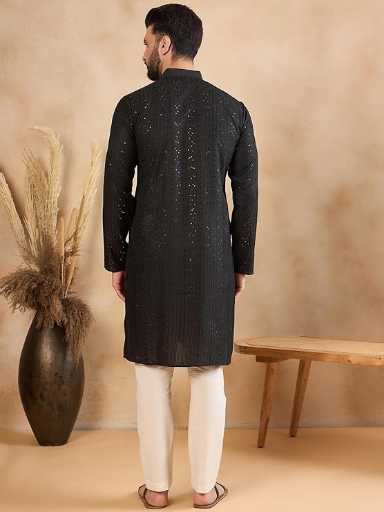 Amazon Brand - Tavasya Men's Floral Linen Traditonal Regular Kurta - Image 3