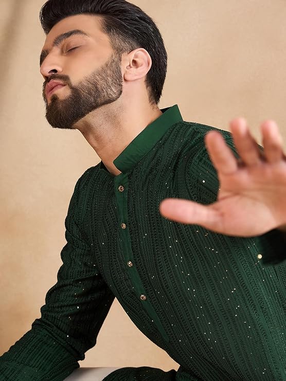 Amazon Brand - Tavasya Men's Floral Linen Traditonal Regular Kurta - Image 8