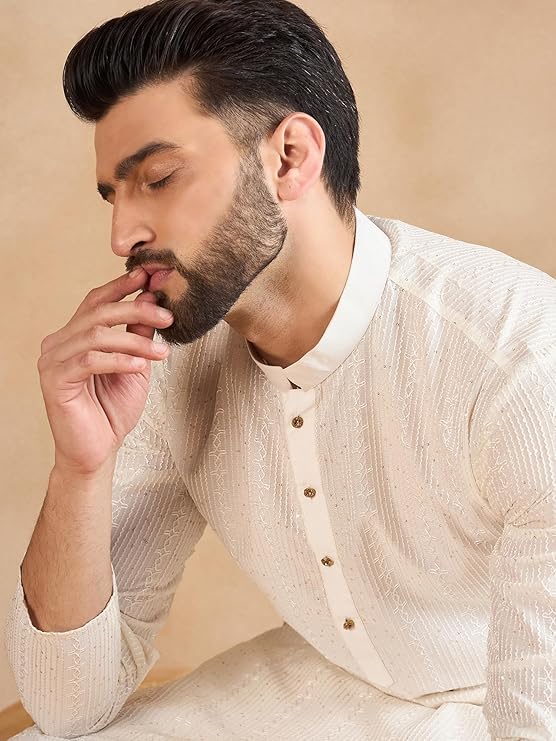 Amazon Brand - Tavasya Men's Floral Linen Traditonal Regular Kurta - Image 7