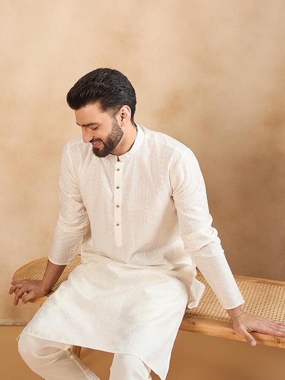 Amazon Brand - Tavasya Men's Floral Linen Traditonal Regular Kurta - Image 6